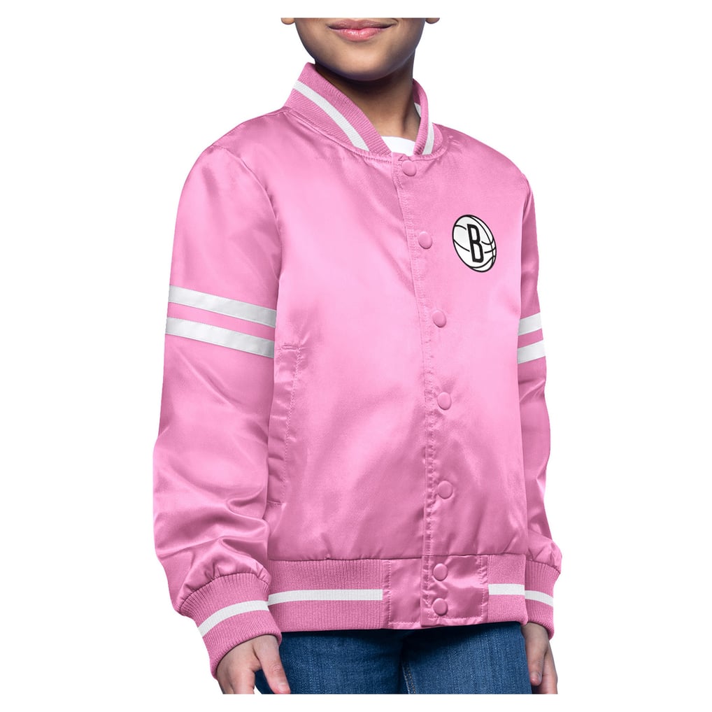  Brooklyn Nets Starter Youth Printed Logo Varsity Satin Full-Snap Jacket - Pink